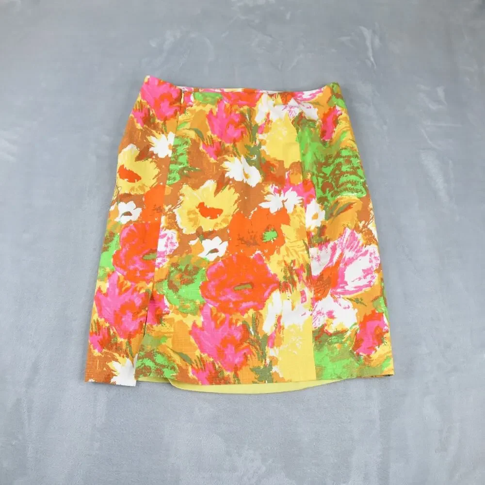 Talbots Skirt Women's 6 Floral Lined Back Zip A-Line